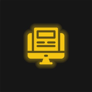 Article yellow glowing neon icon clipart
