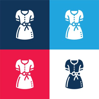 Blouse blue and red four color minimal icon set clipart