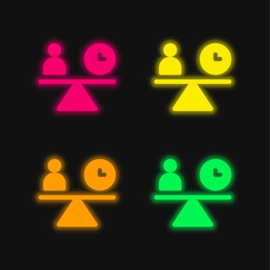 Dört renk parlayan neon vektör simgesi dengesi