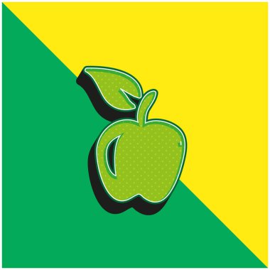 Apple Hand Meyve Yeşili ve Sarı 3D vektör simgesi logosu