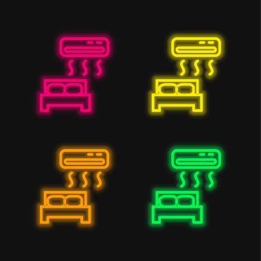 Klimalı dört renkli parlayan neon vektör simgesi