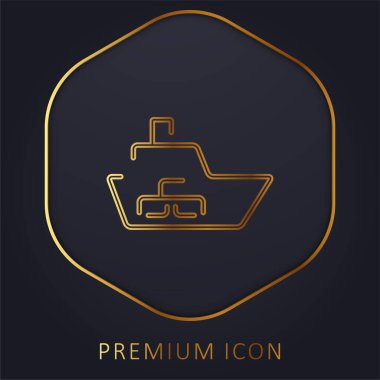 Altın çizgi prim logosu veya simgesi içinde kutular bulunan tekne lojistik taşımacısıName