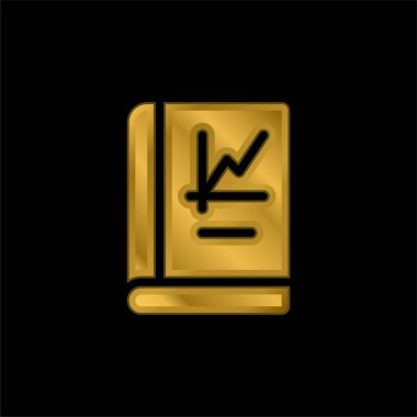 Kitap altın kaplamalı metalik simge veya logo vektörü