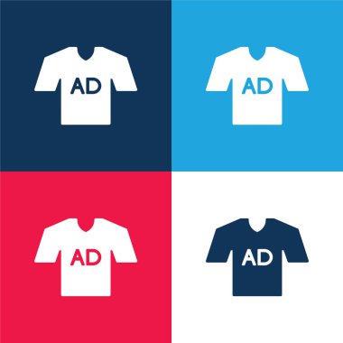 AD T Shirt blue and red four color minimal icon set clipart