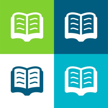 Kitap Düz 4 renk minimal simgesi seti