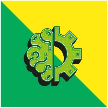 Beyin Yeşili ve Sarı Modern 3D vektör simgesi logosu