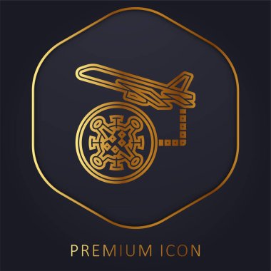 Air Plane golden line premium logo or icon clipart