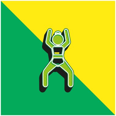 Arms Up Position Green and yellow modern 3d vector icon logo clipart
