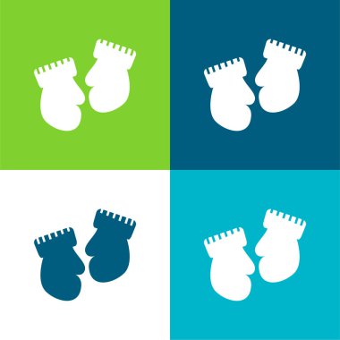 Bebek Mittens Değişkeni Düz 4 renk simgesi seti