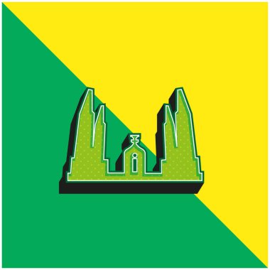 Bangkok Democracy Monument Of Thailand Green and yellow modern 3d vector icon logo clipart