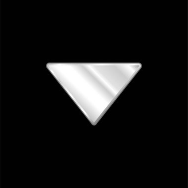 Arrow Down Filled Triangle silver plated metallic icon clipart