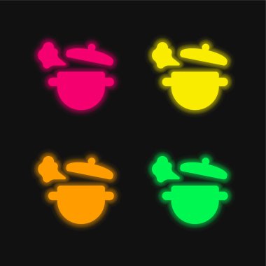 Kaynayan dört renkli neon vektör simgesi