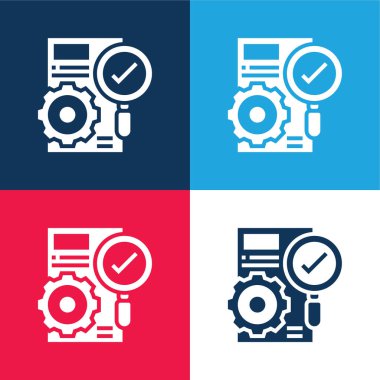 Accuracy blue and red four color minimal icon set clipart