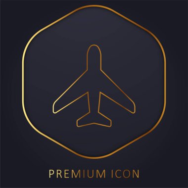 Uçak altın çizgisi prim logosu veya simgesi