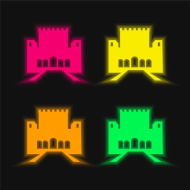 Alhambra four color glowing neon vector icon clipart