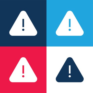 Alert blue and red four color minimal icon set clipart