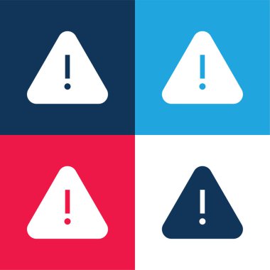 Alert blue and red four color minimal icon set clipart