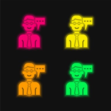 Öneri dört renk parlayan neon vektör simgesi