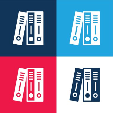 Klasör mavi ve kırmızı dört renk minimal simge kümesi