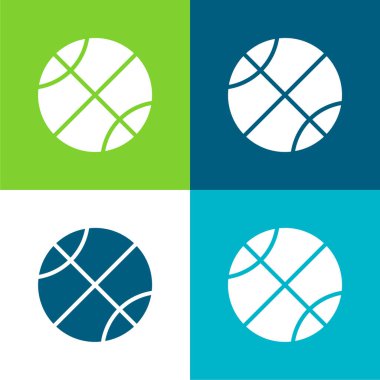 Basketbol Düz 4 renk minimal simge seti