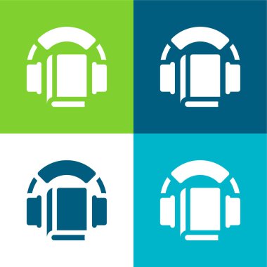 Audiobook Düz 4 renk en küçük simge seti