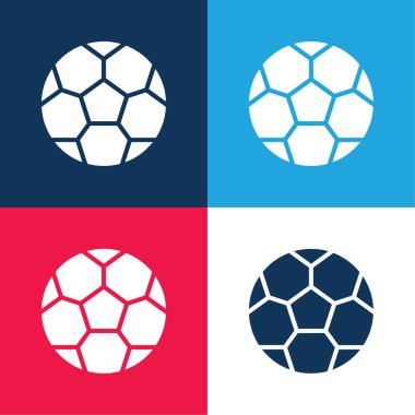 Top mavi ve kırmızı dört renk minimal simge kümesi