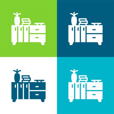 Kitaplık Düz 4 renk minimal simgesi seti