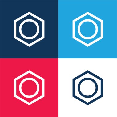 Benzen mavi ve kırmızı dört renk minimal simge kümesi