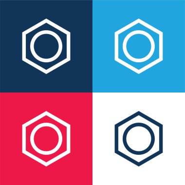 Benzene blue and red four color minimal icon set clipart