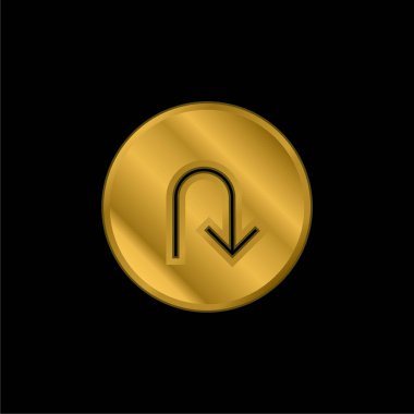 Arrow Down, IOS 7 Arayüz Sembol altın kaplama metalik simge veya logo vektörü