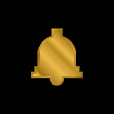 Bell gold plated metalic icon or logo vector clipart