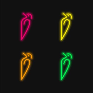 Kuş Hattı Değişkeni dört renk parlayan neon vektör simgesi