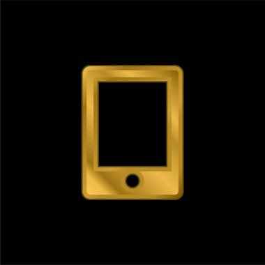 Büyük Tablet altın kaplama metalik simge veya logo vektörü