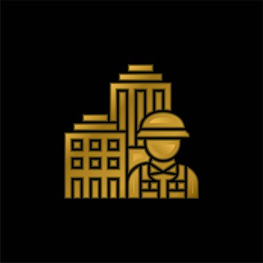 Architecture gold plated metalic icon or logo vector clipart