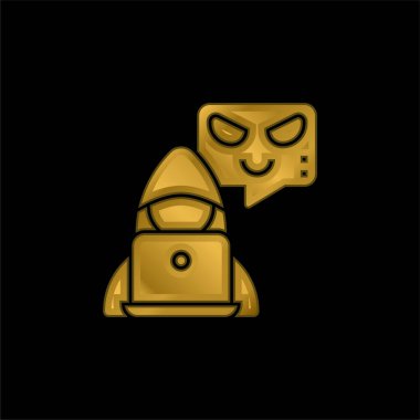 Botnet altın kaplama metalik simge veya logo vektörü