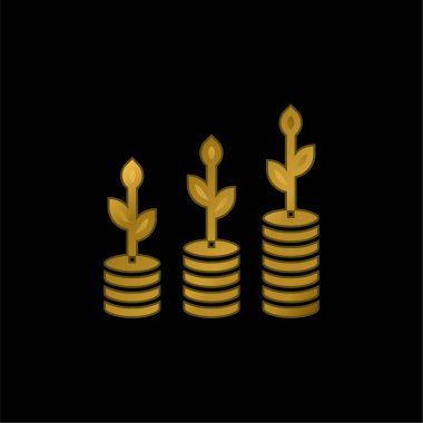 Bank gold plated metalic icon or logo vector vector