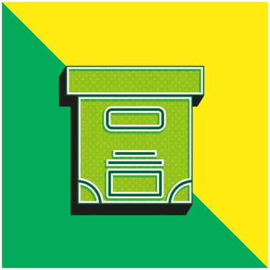 Kutu Yeşil ve Sarı Modern 3D vektör simgesi logosu