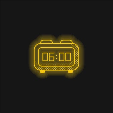 Alarm Saati sarı parlayan neon simgesi