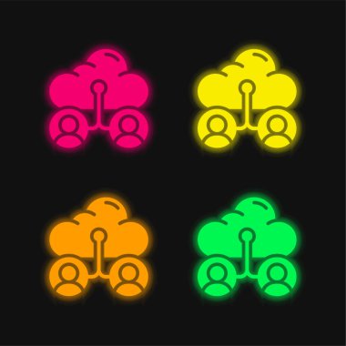 Parlayan dört renk neon vektör simgesini hesaplar