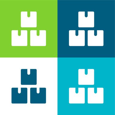 Kutular Düz 4 renk en küçük simge kümesi