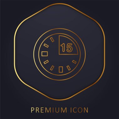 15 Minute Mark On Clock golden line premium logo or icon clipart