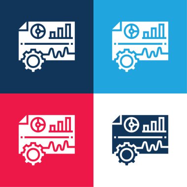 Analiz mavi ve kırmızı dört renk minimal simgesi kümesi