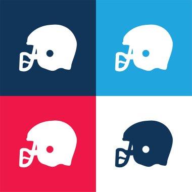 American Football Helmet Knocking blue and red four color minimal icon set clipart