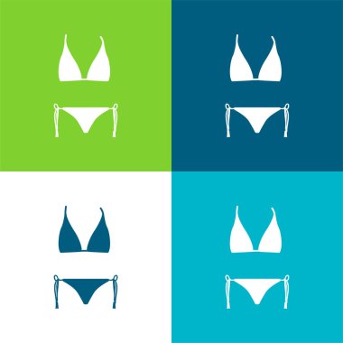 Bikini Şekil Düz 4 renk simgesi seti