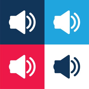 Big Speaker With Two Soundwaves blue and red four color minimal icon set clipart