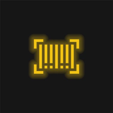 Barkod sarı parlayan neon simgesi