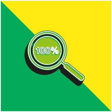 Yüzde 100 Odaklanma Sembolü Yeşil ve Sarı 3D vektör simgesi logosu
