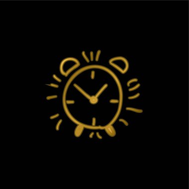 Alarm Saati El Taslak Altın kaplama metalik simge veya logo vektörü