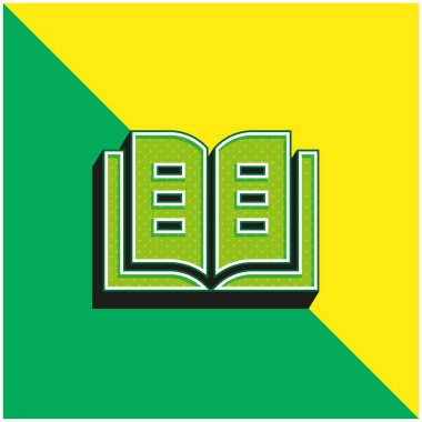 Kitap Yeşil ve Sarı Modern 3D vektör simgesi logosu
