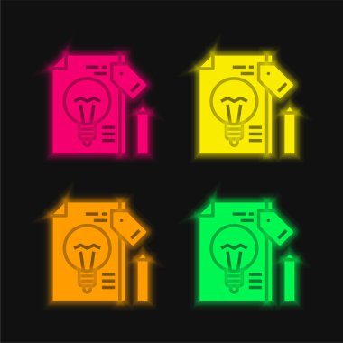 Dört renk parlayan neon vektör simgesi